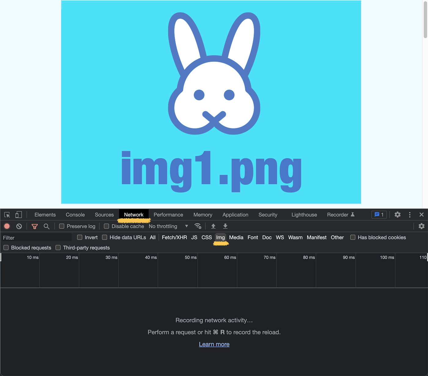 ChromeのDeveloper Tool内「NetWork」の「Img」