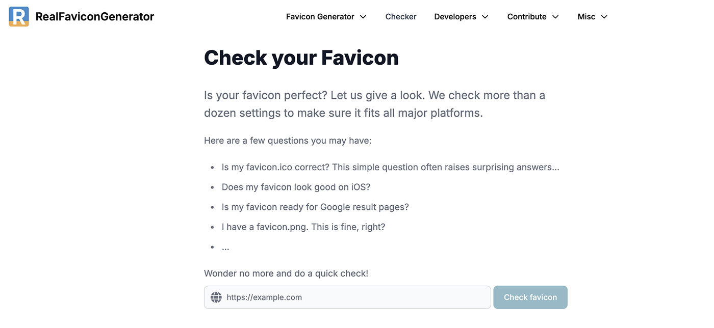 Favicon checkerのページ